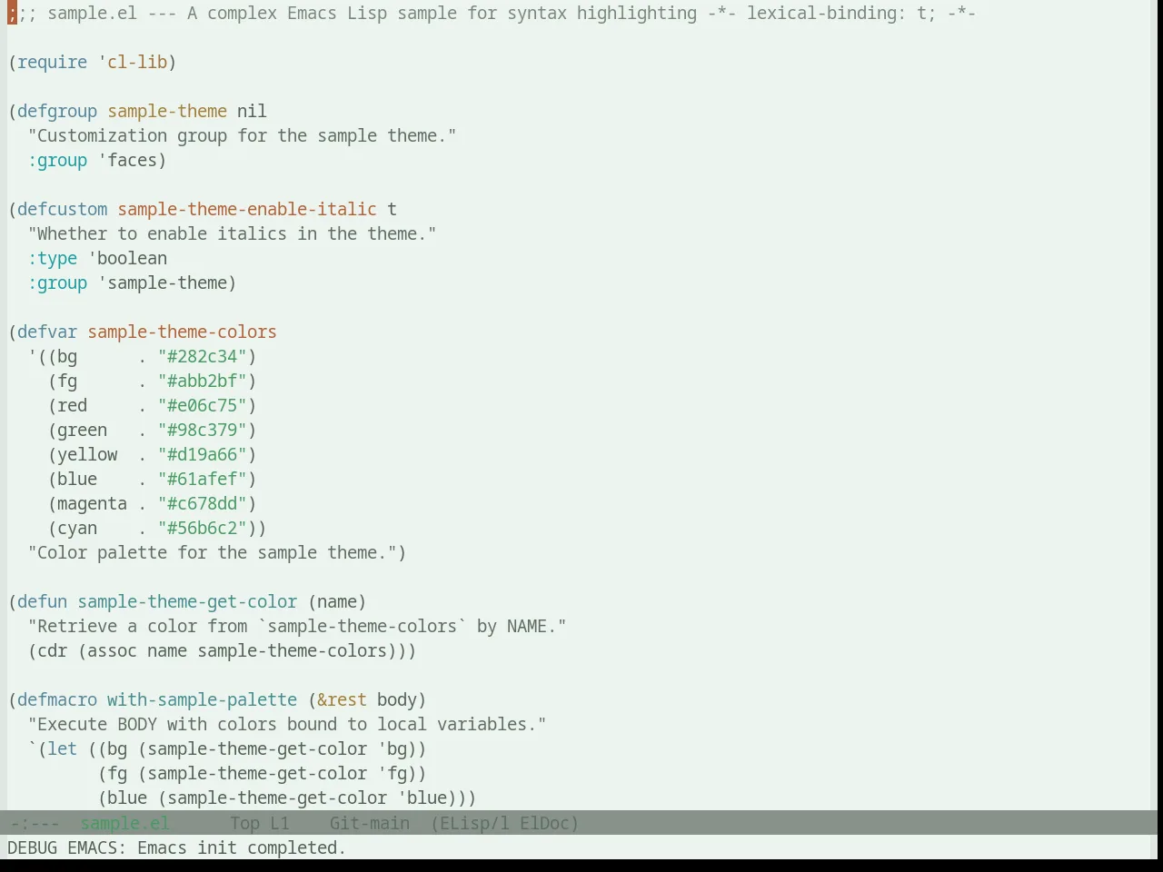 Base16 Atelier Savanna Light Theme in emacs-lisp-mode