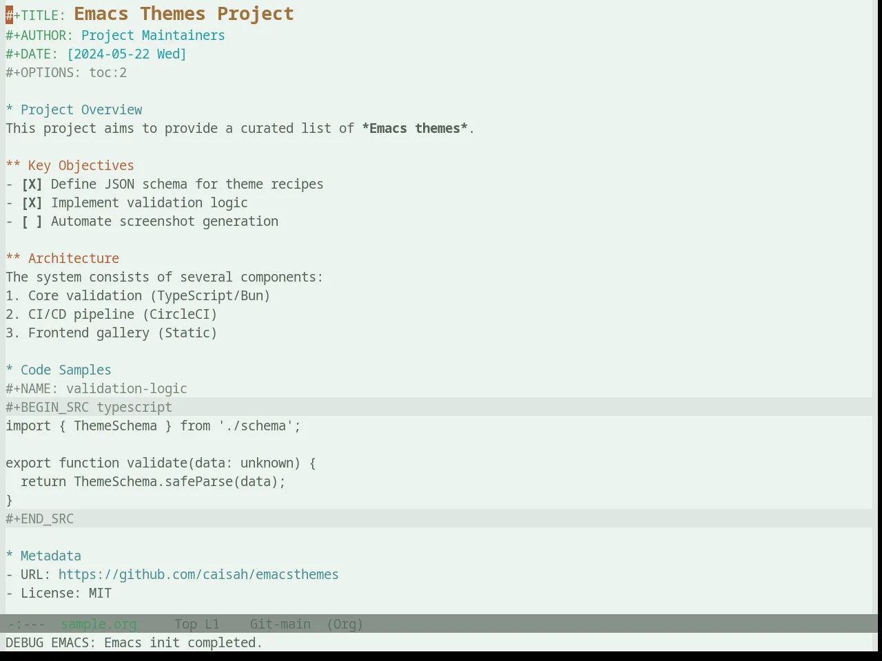 Base16 Atelier Savanna Light Theme in org-mode