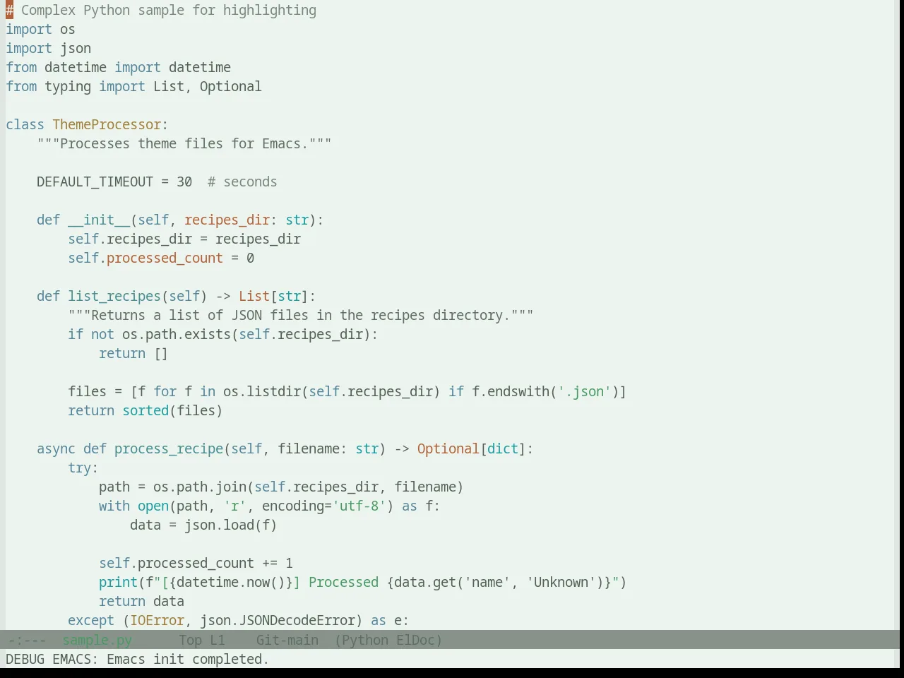 Base16 Atelier Savanna Light Theme in python-mode