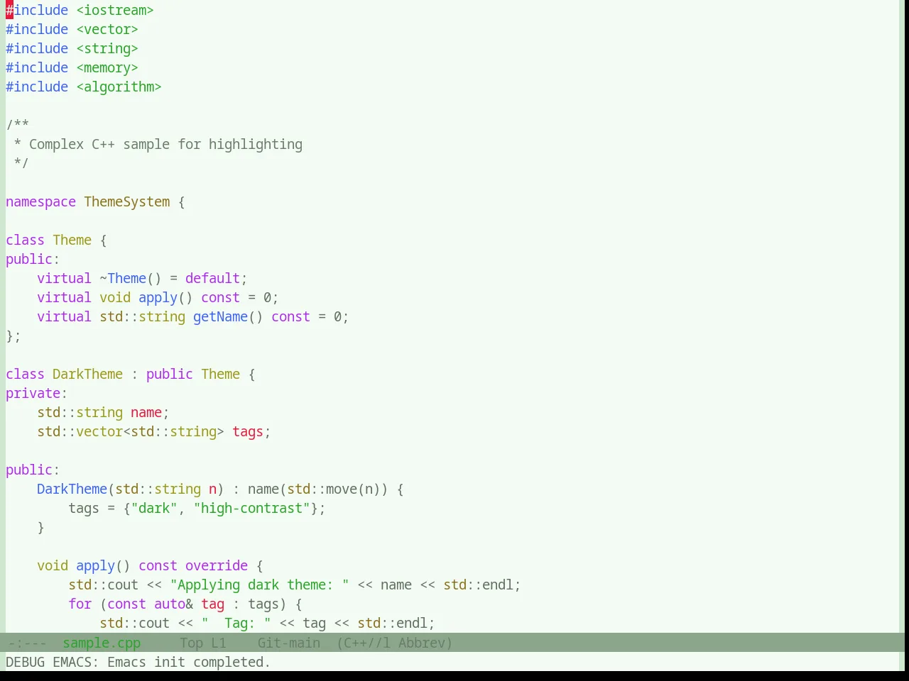 Base16 Atelier Seaside Light Theme in c++-mode