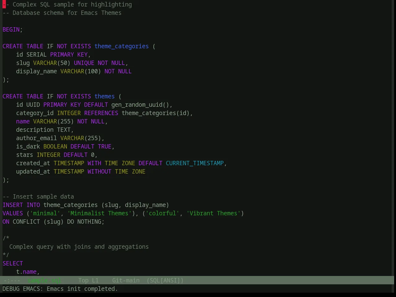 Base16 Atelier Seaside Theme in sql-mode