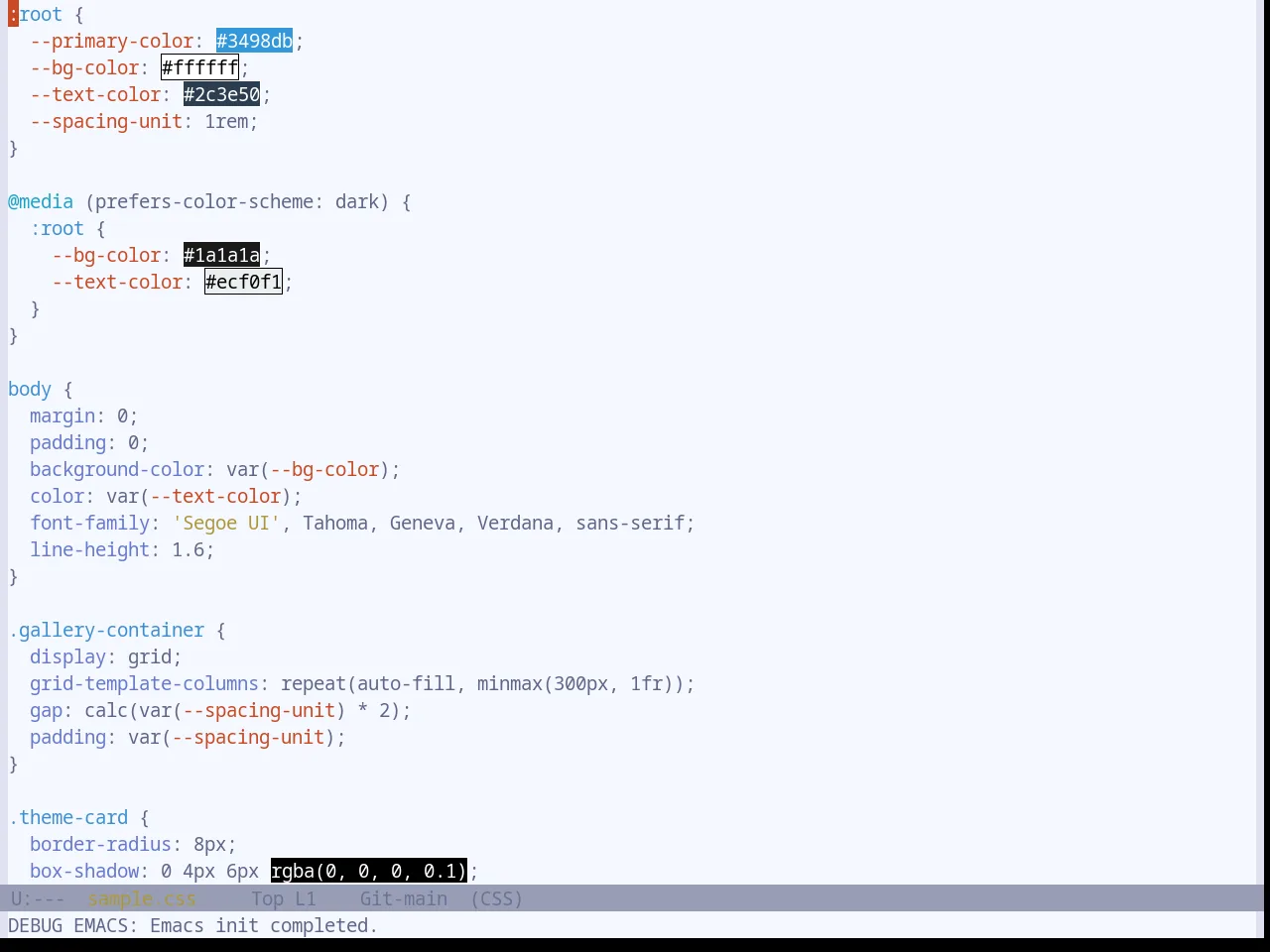 Base16 Atelier Sulphurpool Light Theme in css-mode