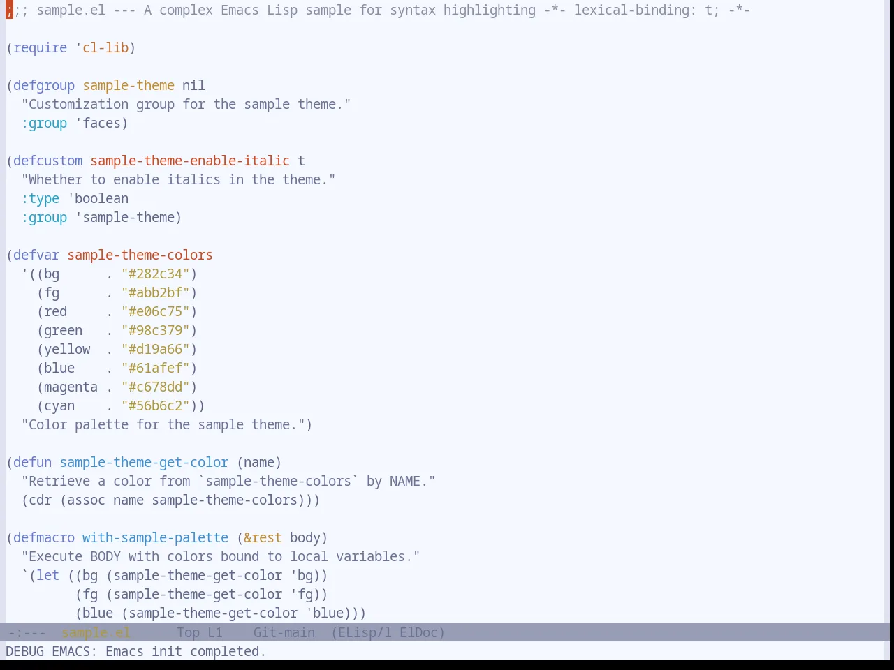 Base16 Atelier Sulphurpool Light Theme in emacs-lisp-mode