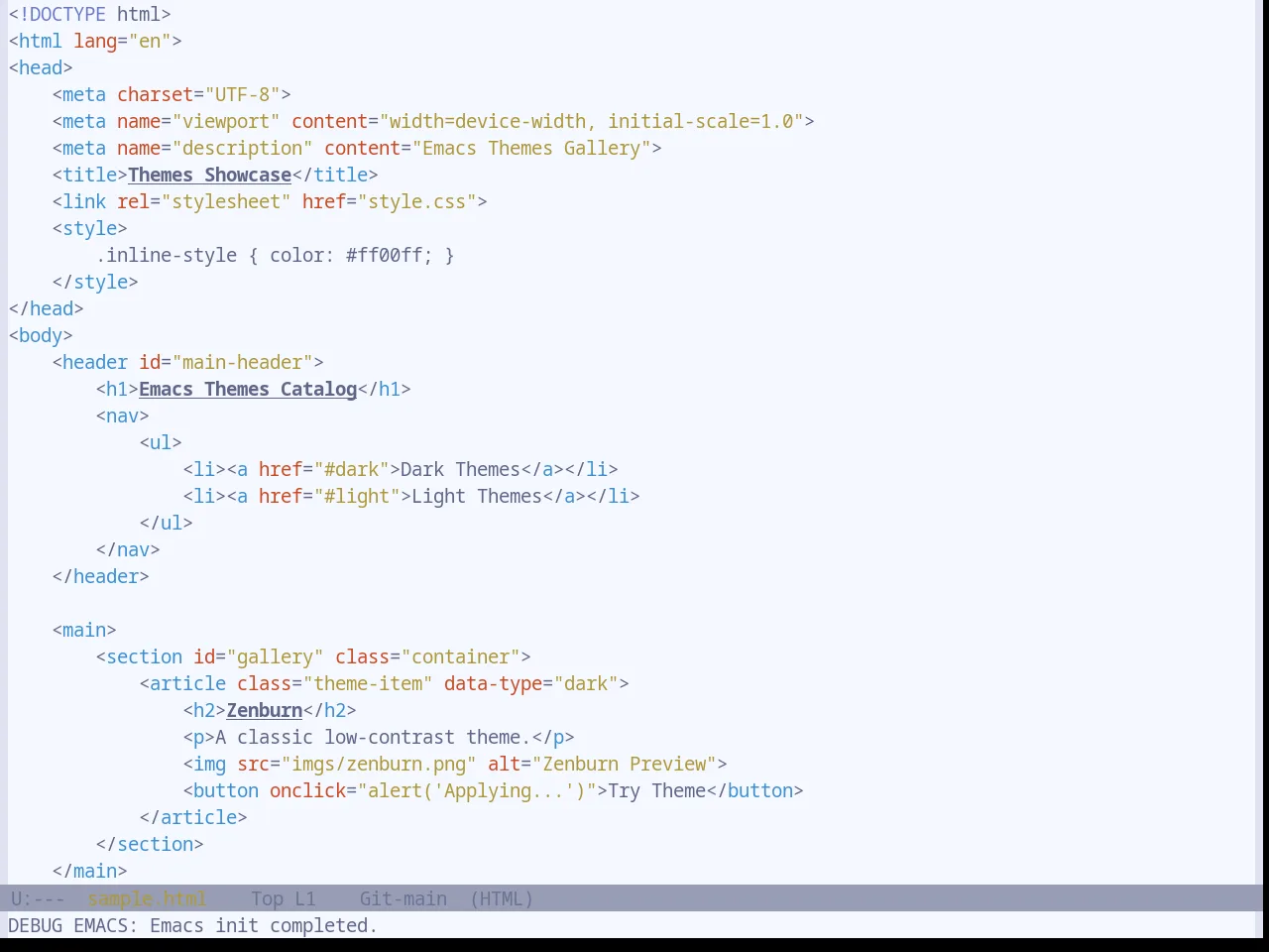 Base16 Atelier Sulphurpool Light Theme in html-mode