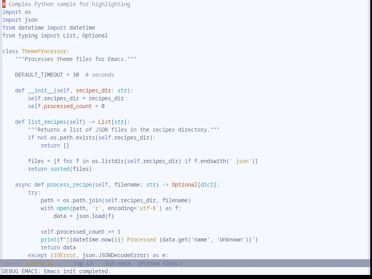 Base16 Atelier Sulphurpool Light Theme in python-mode