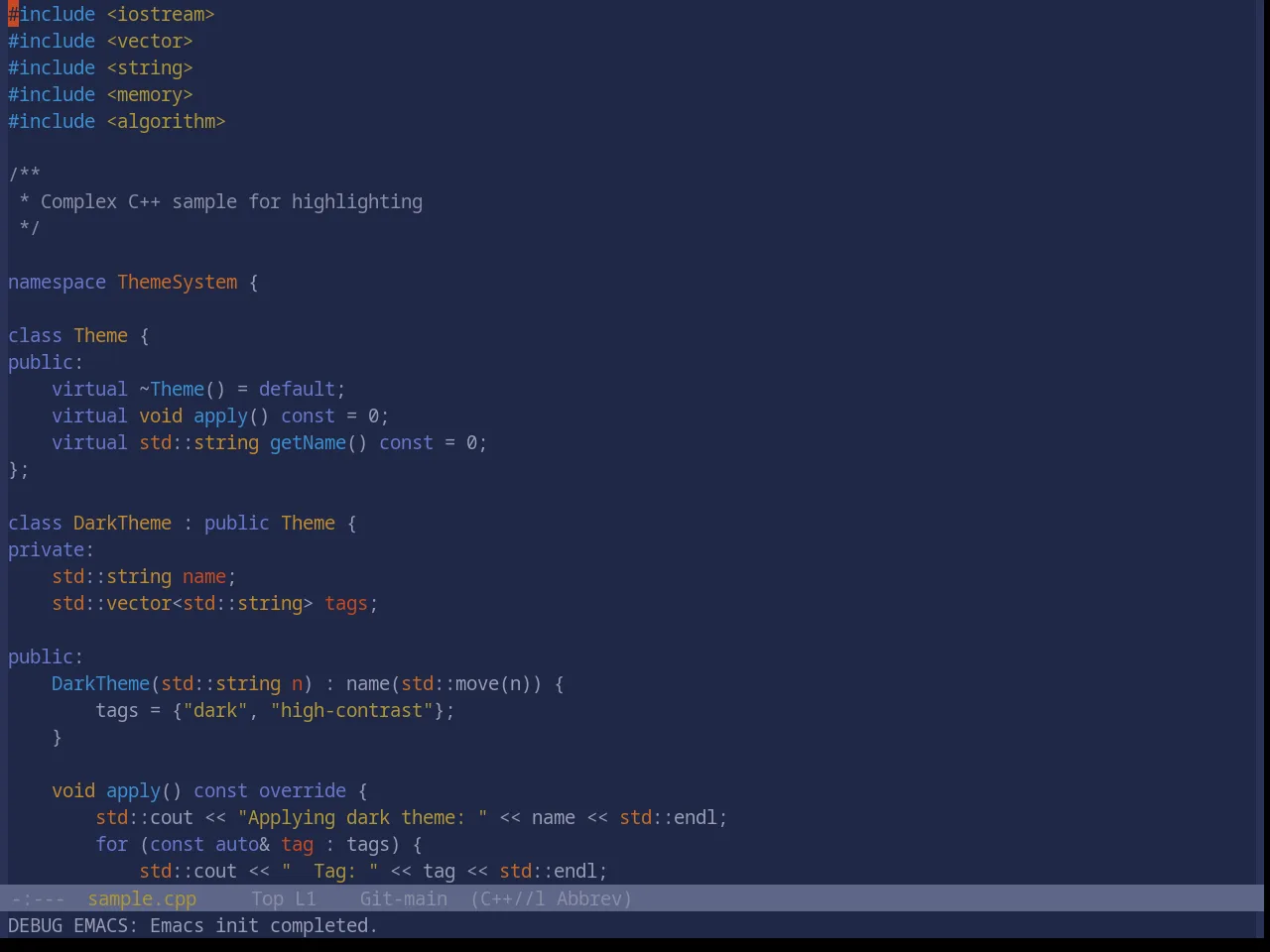 Base16 Atelier Sulphurpool Theme in c++-mode