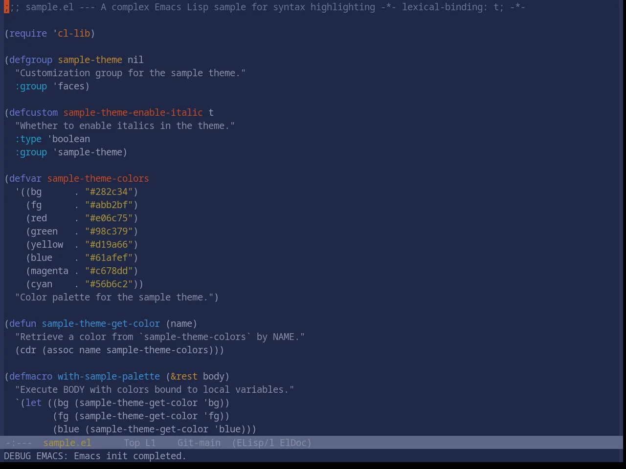 Base16 Atelier Sulphurpool Theme in emacs-lisp-mode