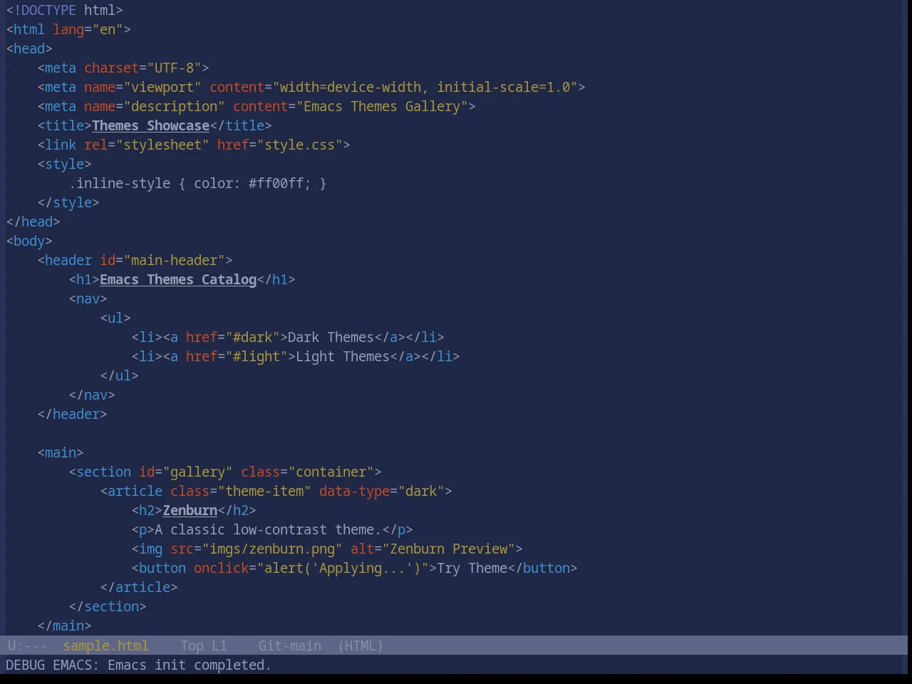 Base16 Atelier Sulphurpool Theme in html-mode