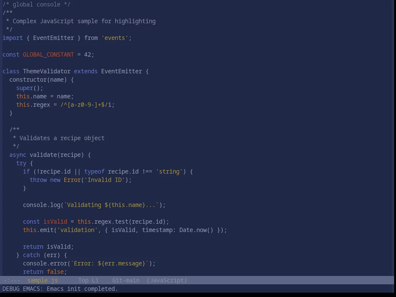 Base16 Atelier Sulphurpool Theme in javascript-mode
