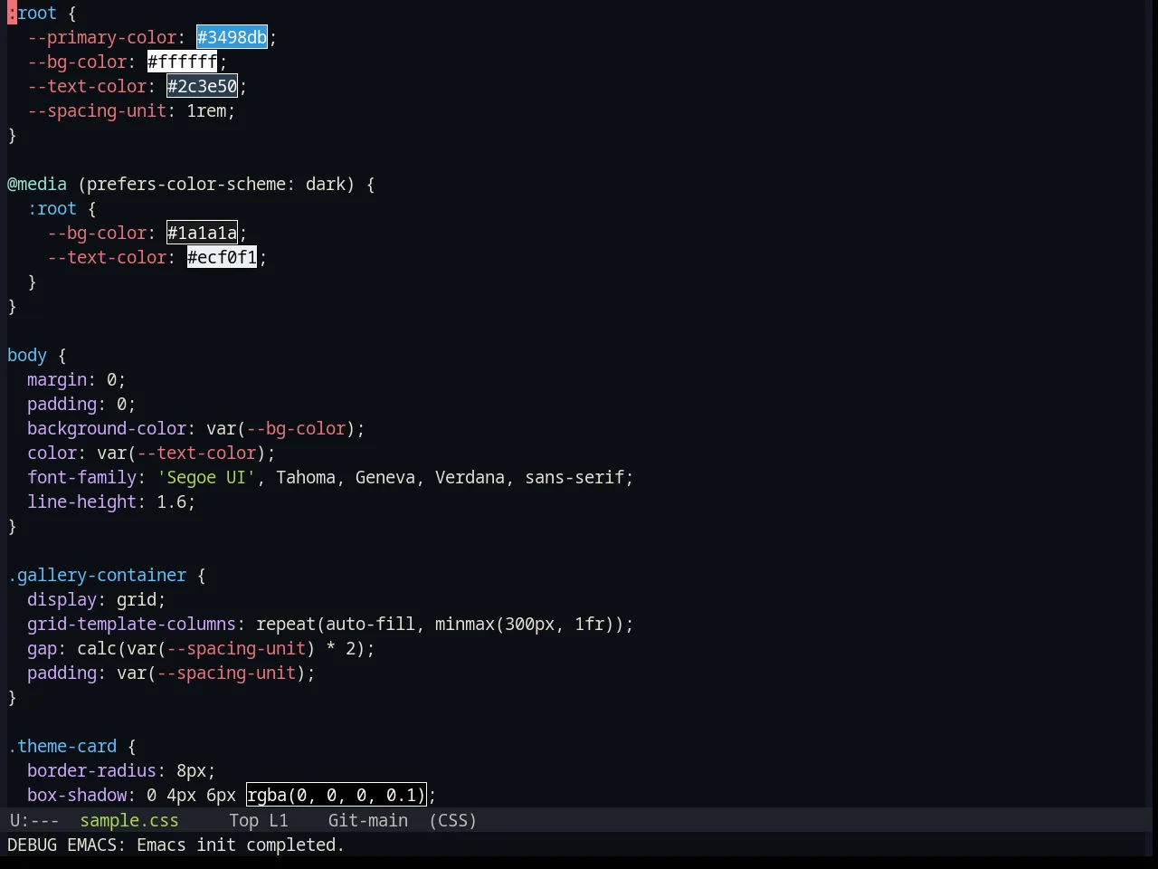 Base16 Ayu Dark Theme in css-mode