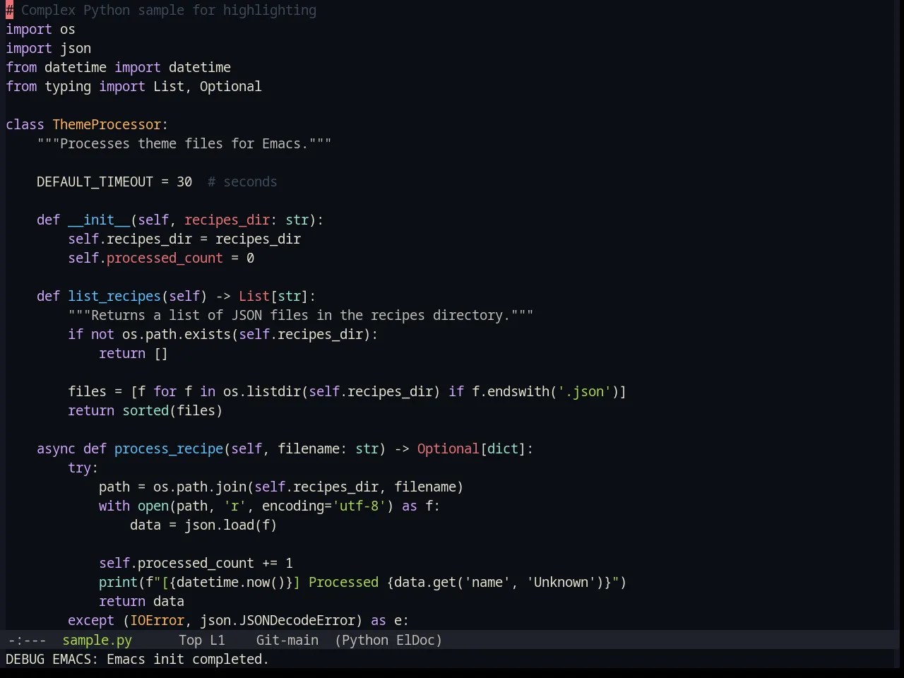 Base16 Ayu Dark Theme in python-mode