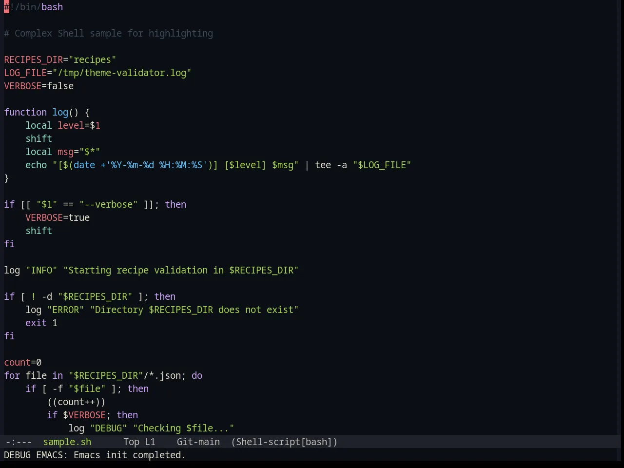 Base16 Ayu Dark Theme in sh-mode