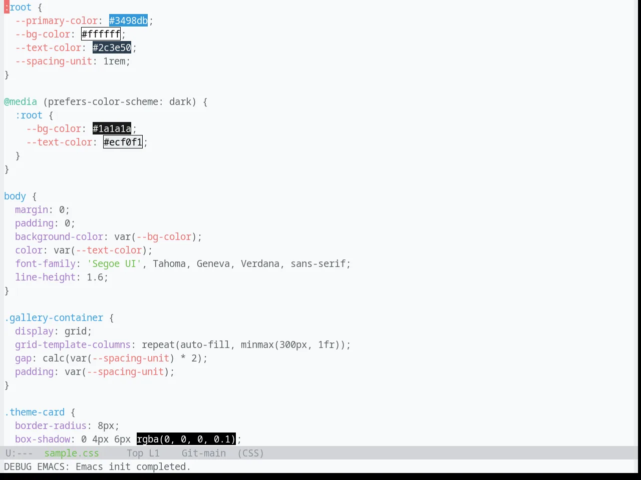 Base16 Ayu Light Theme in css-mode