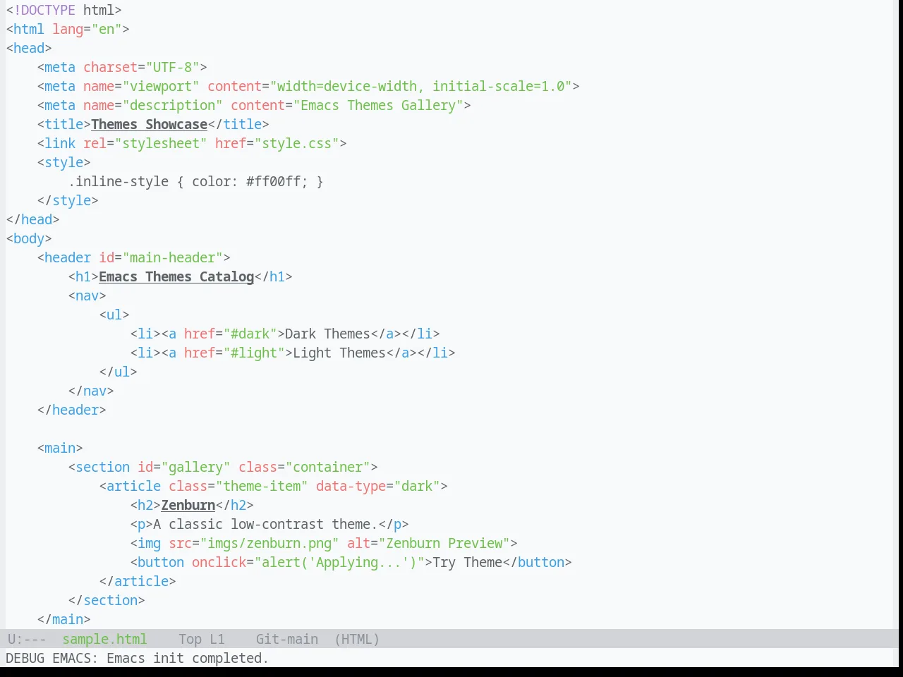 Base16 Ayu Light Theme in html-mode