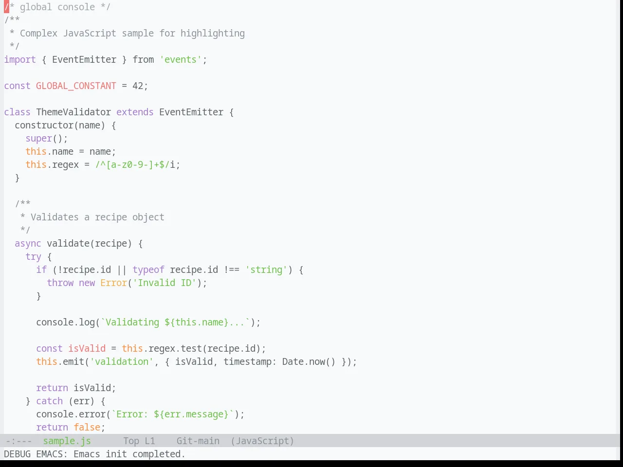 Base16 Ayu Light Theme in javascript-mode
