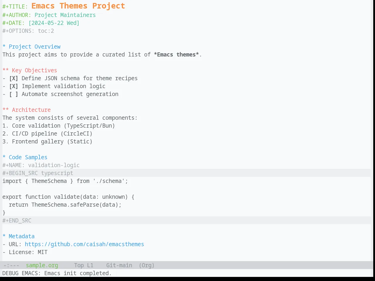 Base16 Ayu Light Theme in org-mode