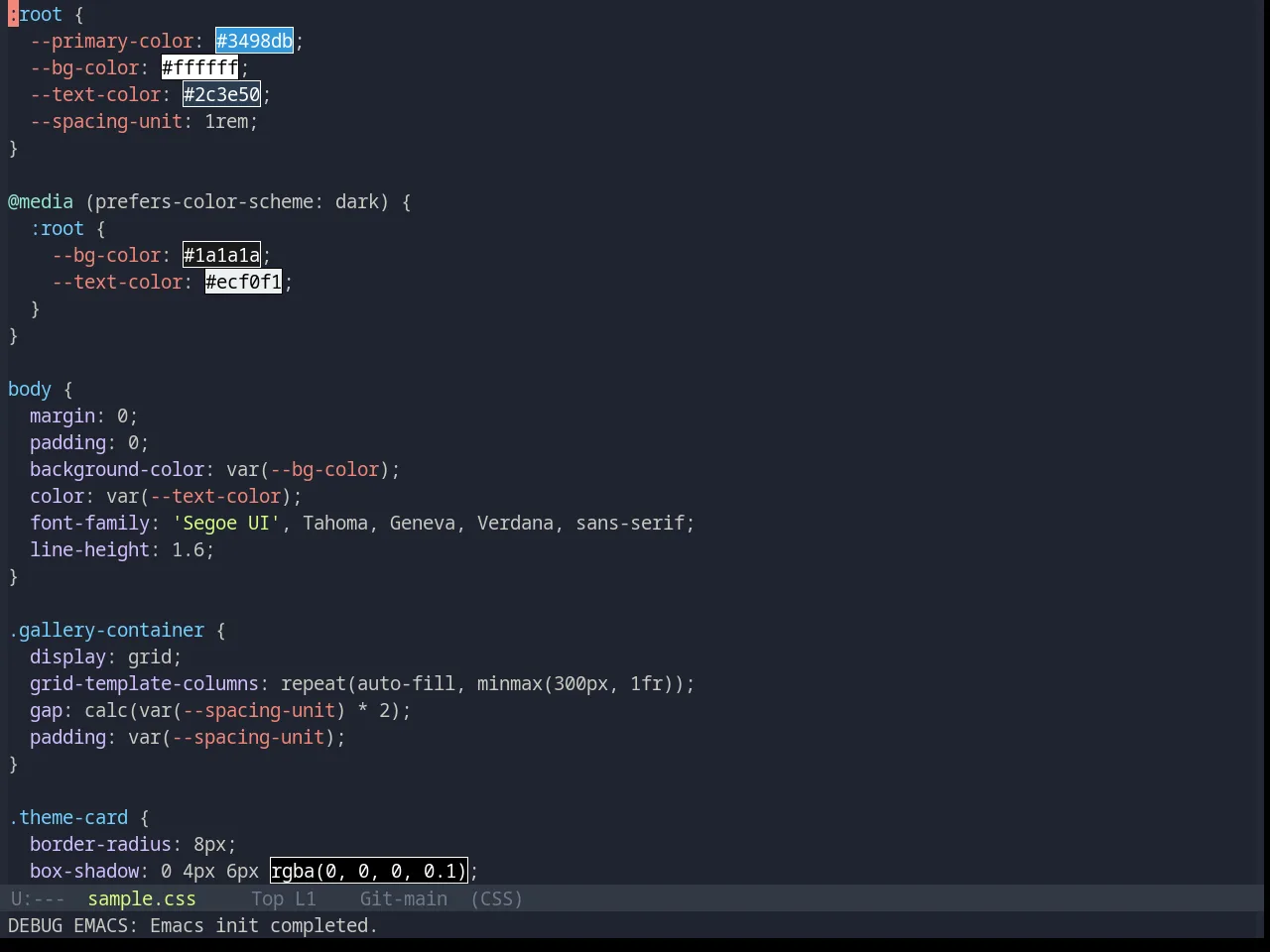 Base16 Ayu Mirage Theme in css-mode