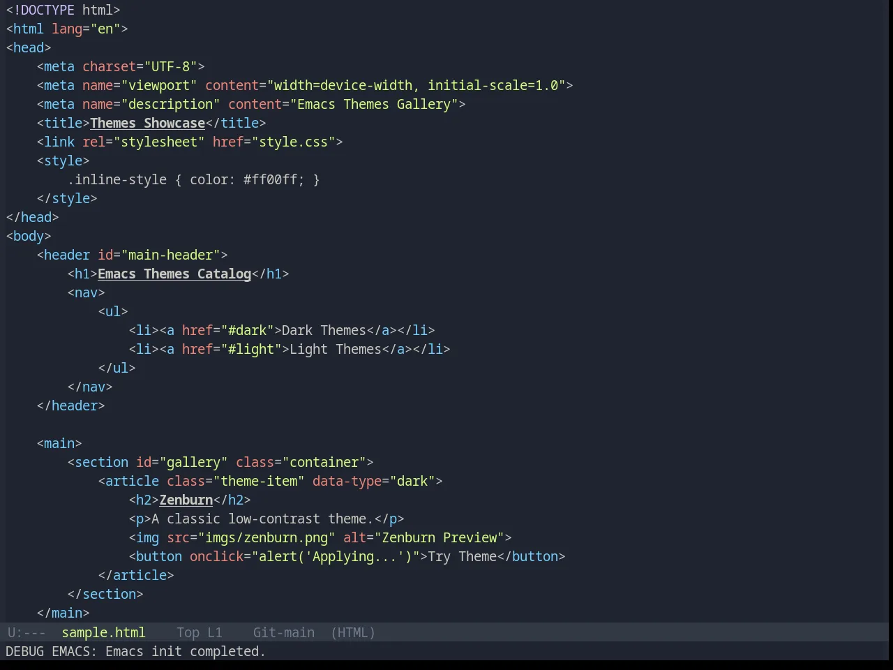 Base16 Ayu Mirage Theme in html-mode