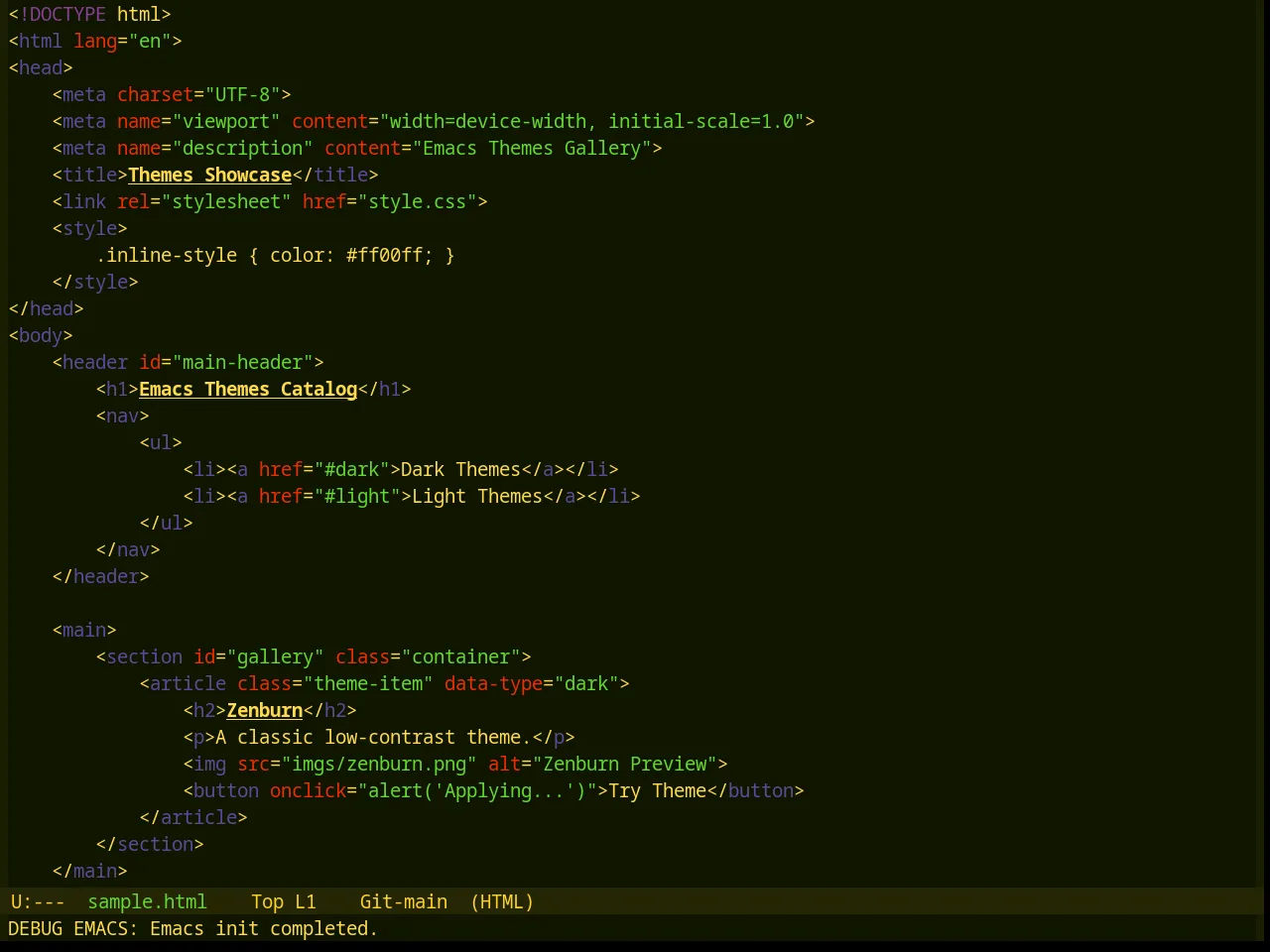 Base16 Aztec Theme in html-mode