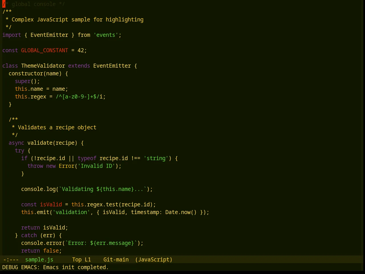 Base16 Aztec Theme in javascript-mode