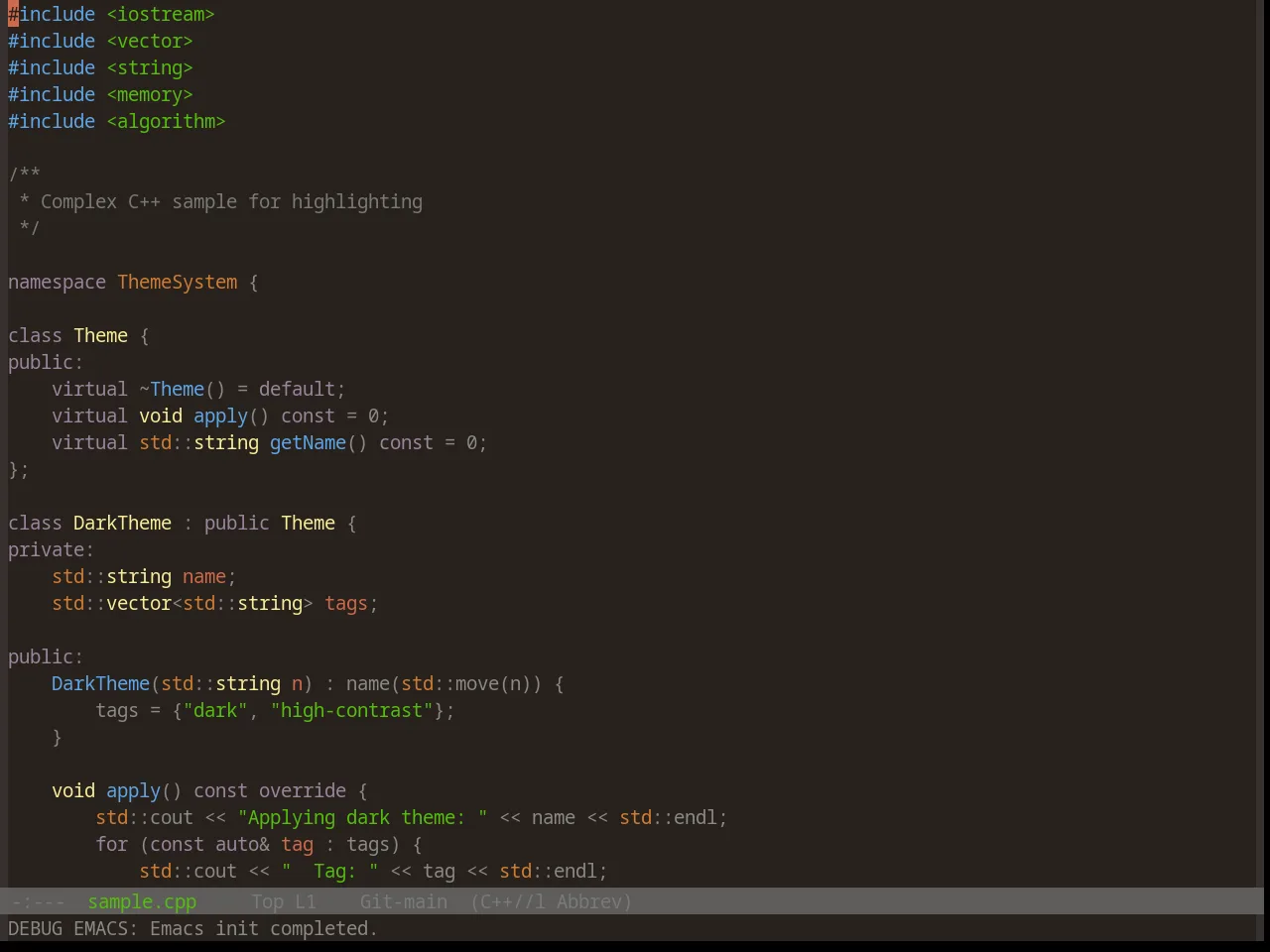 Base16 Bespin Theme in c++-mode