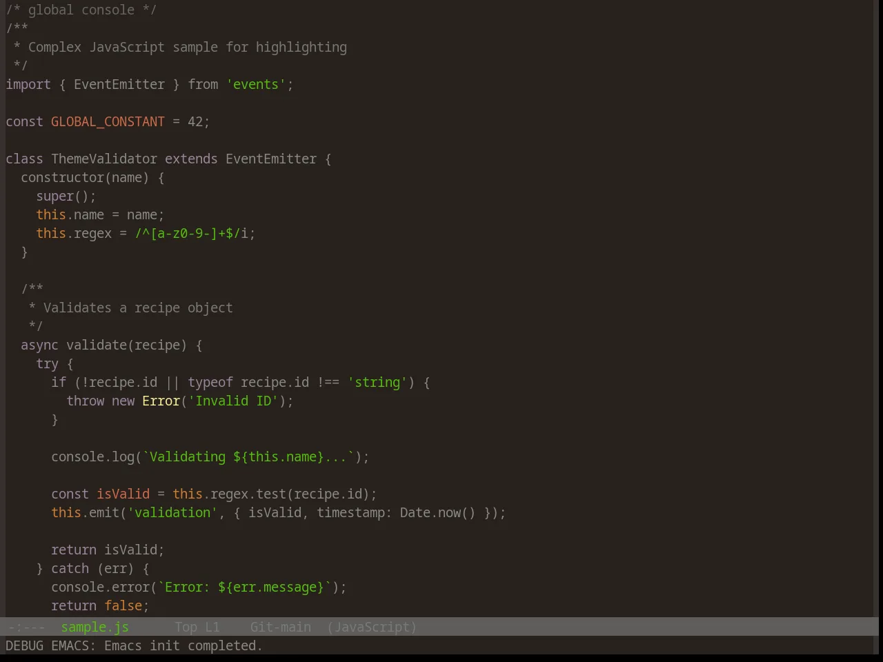 Base16 Bespin Theme in javascript-mode