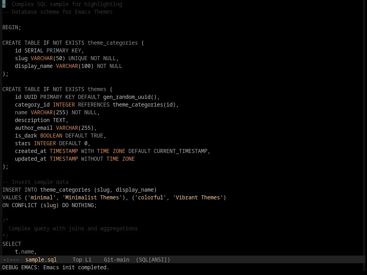 Base16 Black Metal Bathory Theme in sql-mode