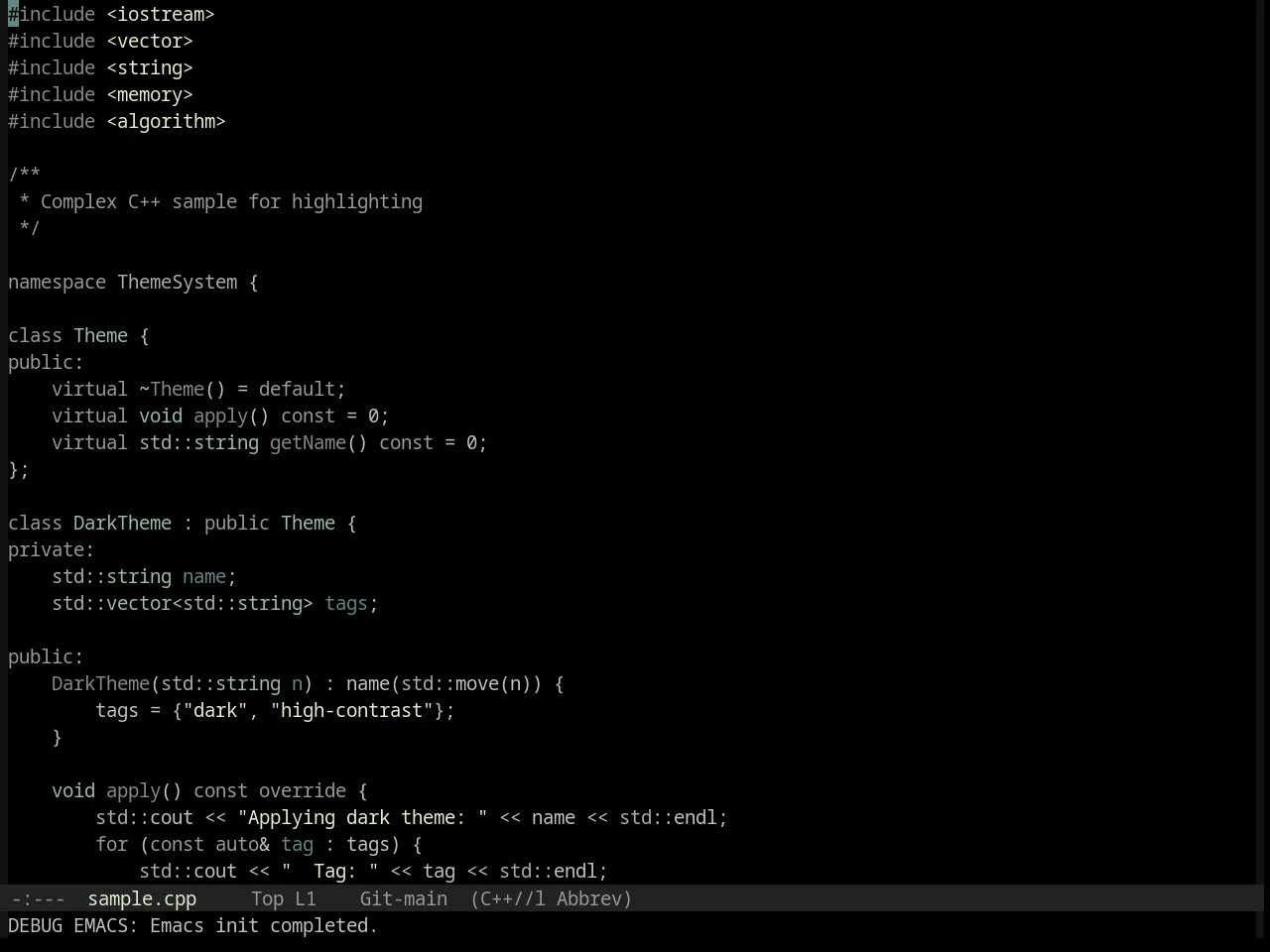 Base16 Black Metal Burzum Theme in c++-mode