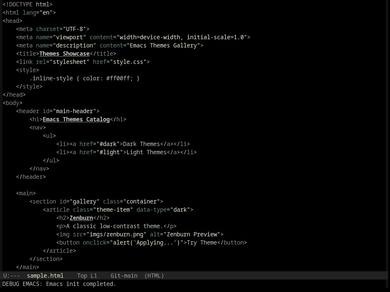 Base16 Black Metal Burzum Theme in html-mode