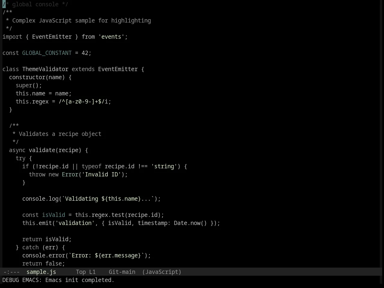 Base16 Black Metal Burzum Theme in javascript-mode