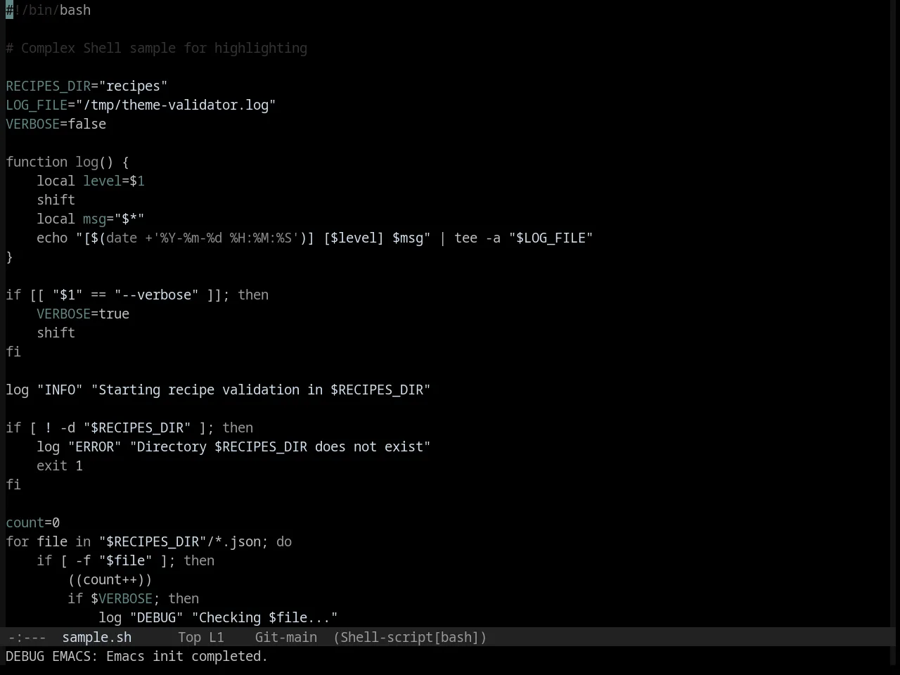 Base16 Black Metal Dark Funeral Theme in sh-mode