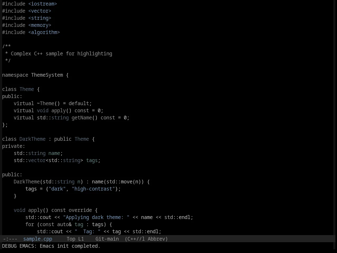 Base16 Black Metal Immortal Theme in c++-mode