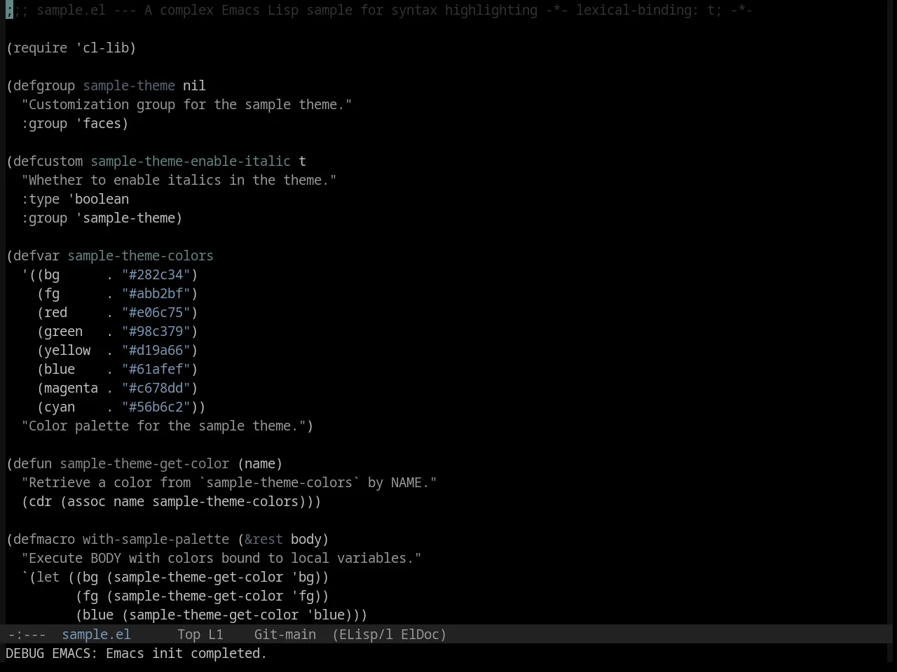 Base16 Black Metal Immortal Theme in emacs-lisp-mode