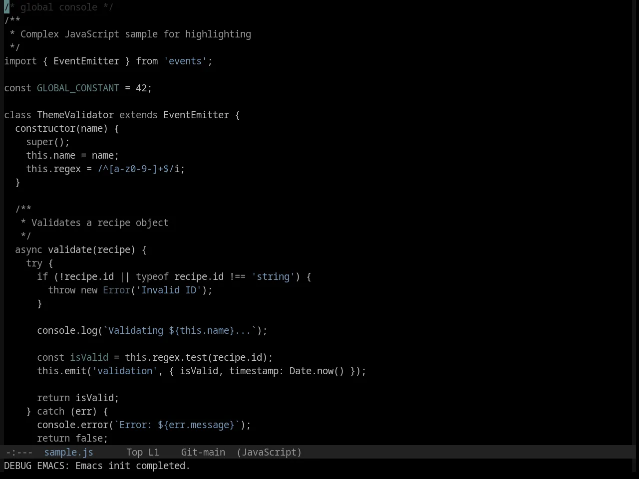 Base16 Black Metal Immortal Theme in javascript-mode