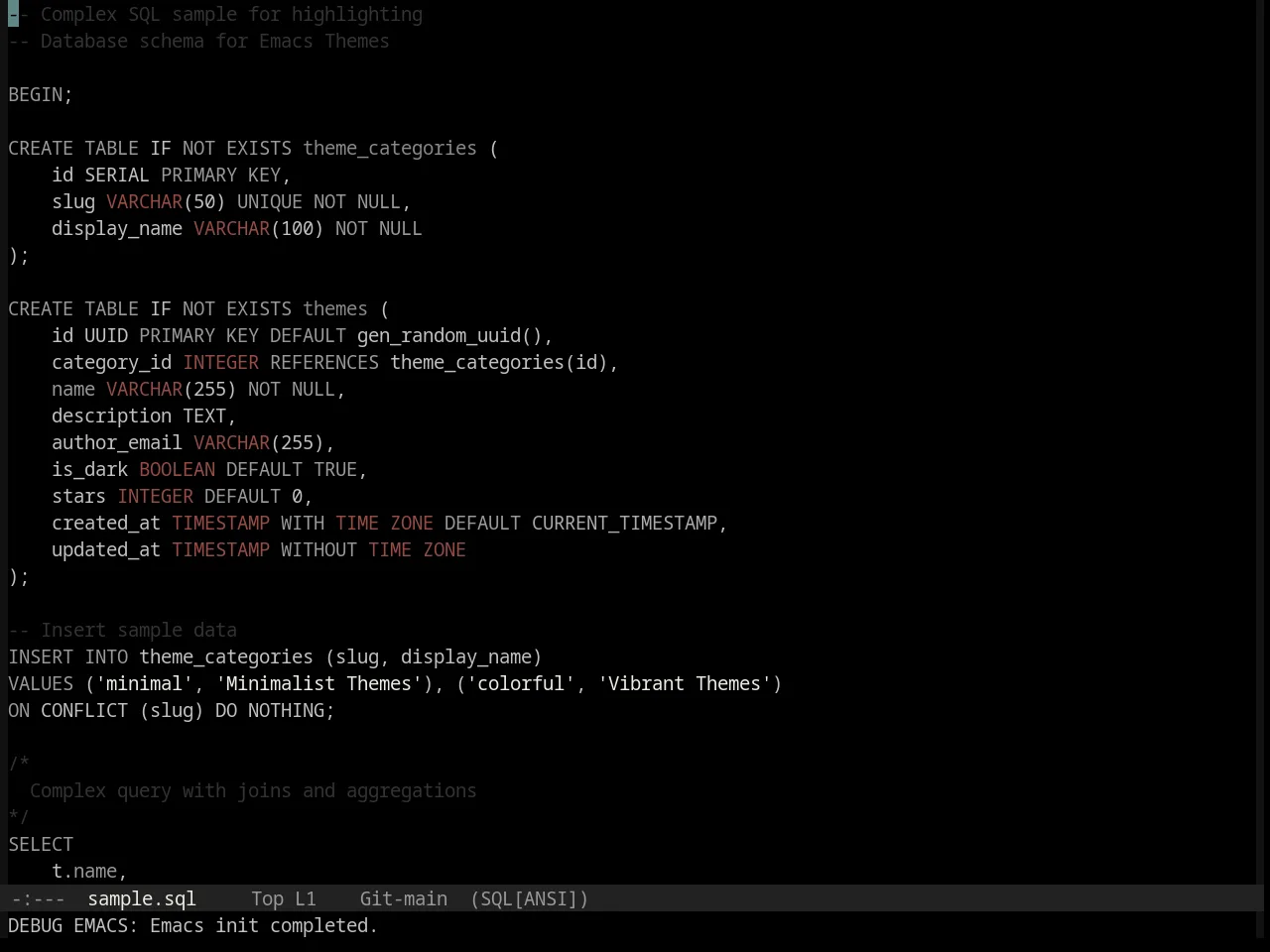Base16 Black Metal Khold Theme in sql-mode