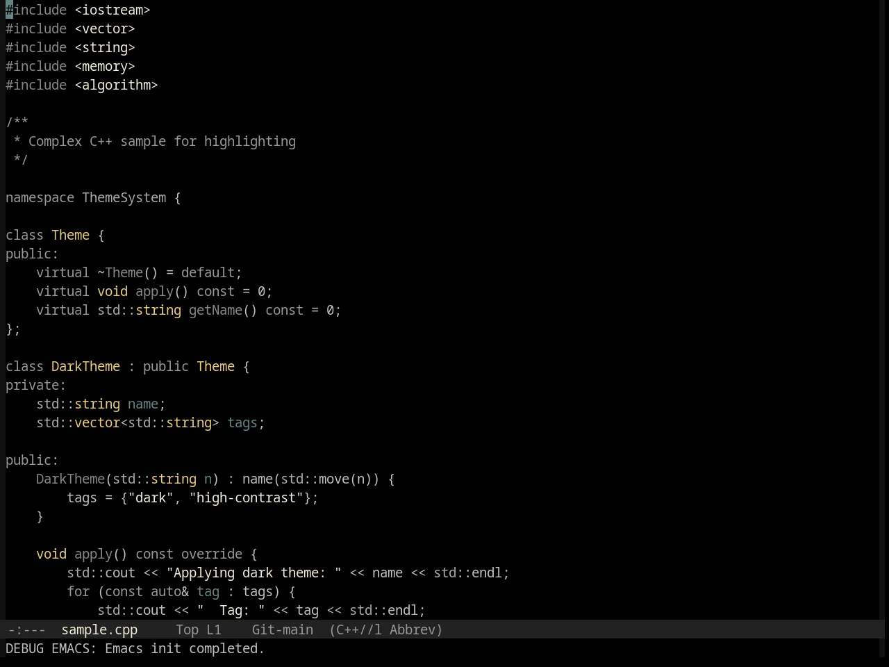 Base16 Black Metal Mayhem Theme in c++-mode