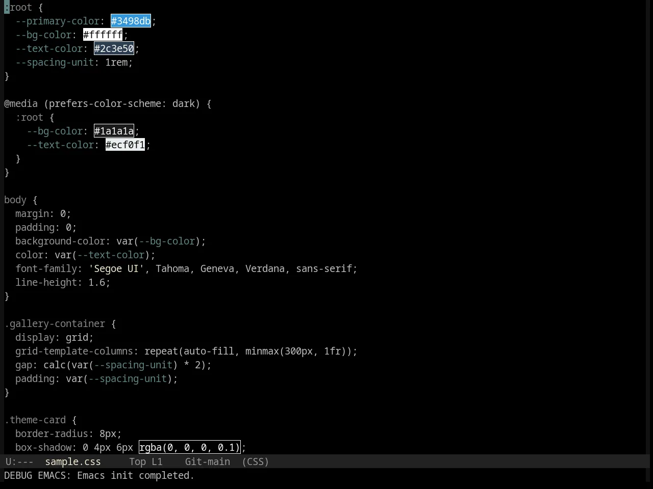 Base16 Black Metal Mayhem Theme in css-mode