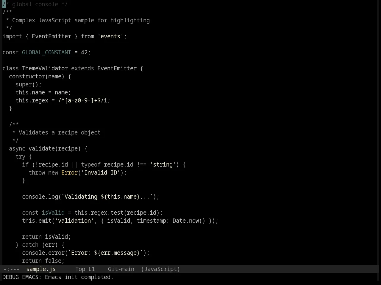 Base16 Black Metal Mayhem Theme in javascript-mode
