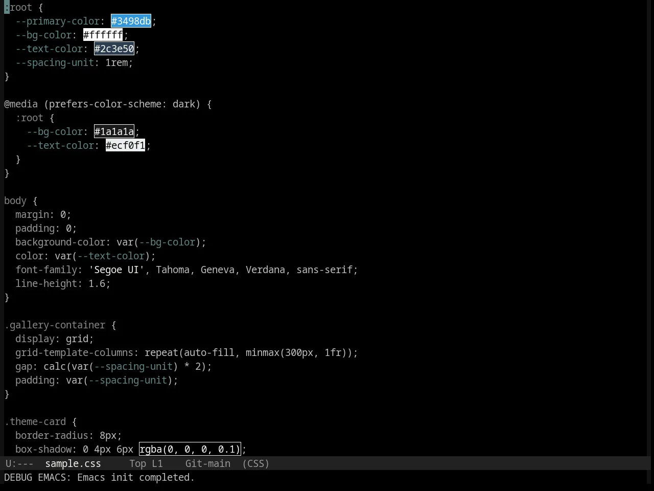 Base16 Black Metal Venom Theme in css-mode
