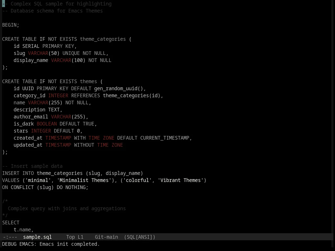 Base16 Black Metal Venom Theme in sql-mode
