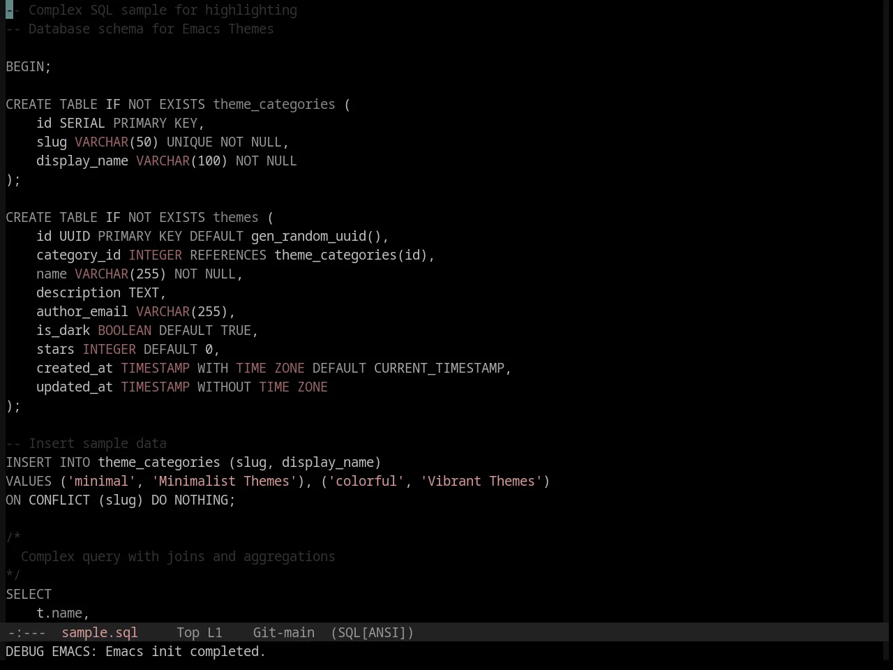 Base16 Black Metal Theme in sql-mode