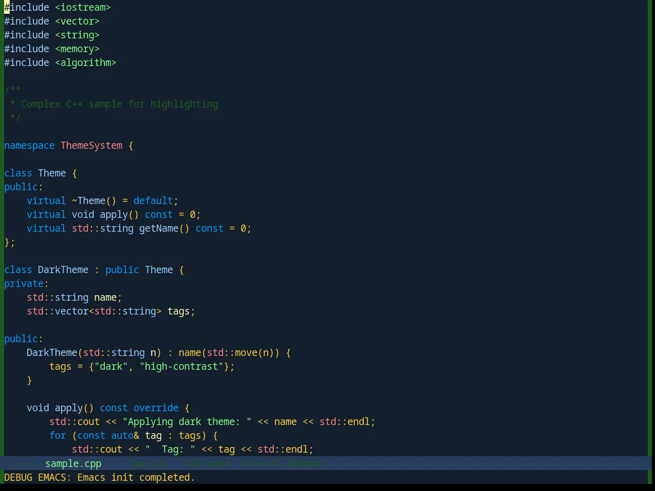 Base16 Blueforest Theme in c++-mode