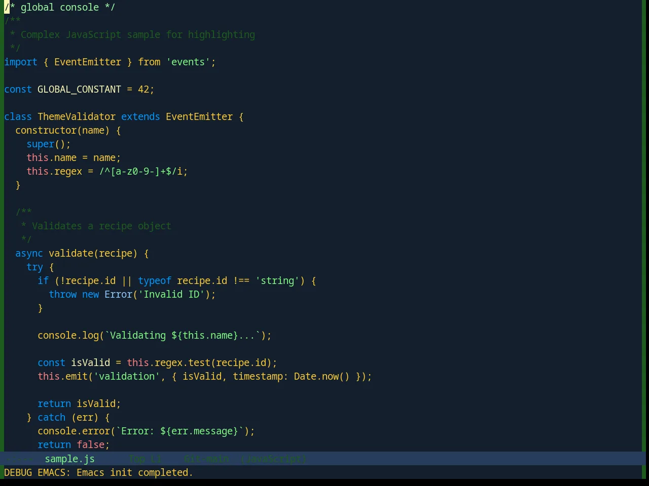 Base16 Blueforest Theme in javascript-mode