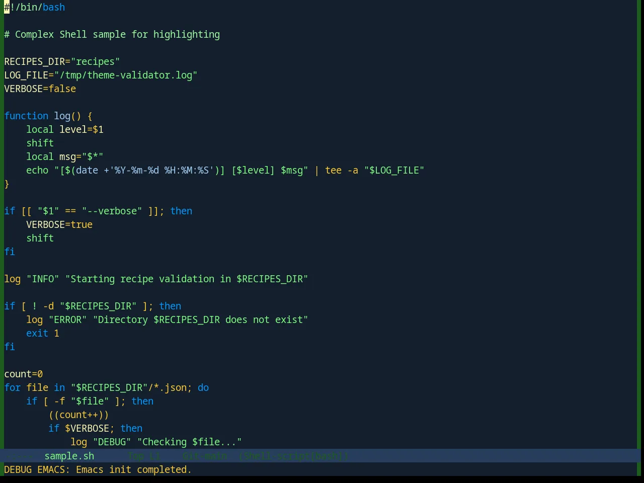 Base16 Blueforest Theme in sh-mode