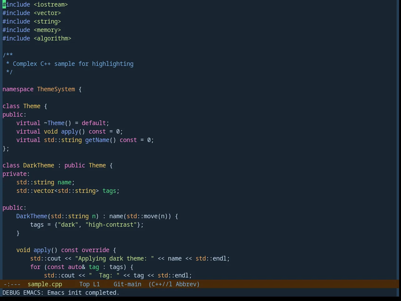 Base16 Blueish Theme in c++-mode