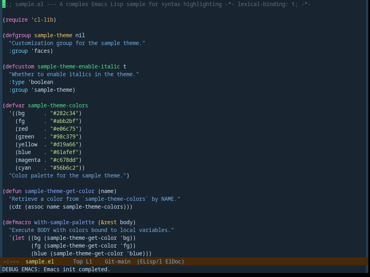Base16 Blueish Theme in emacs-lisp-mode