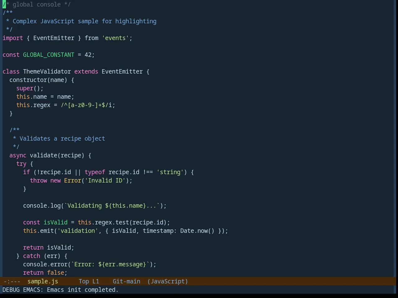 Base16 Blueish Theme in javascript-mode