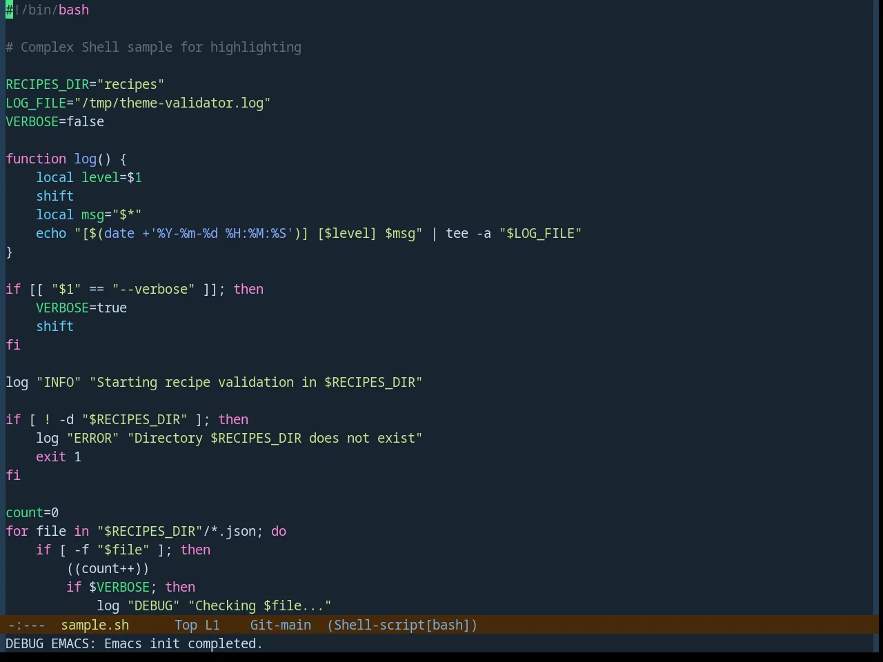Base16 Blueish Theme in sh-mode