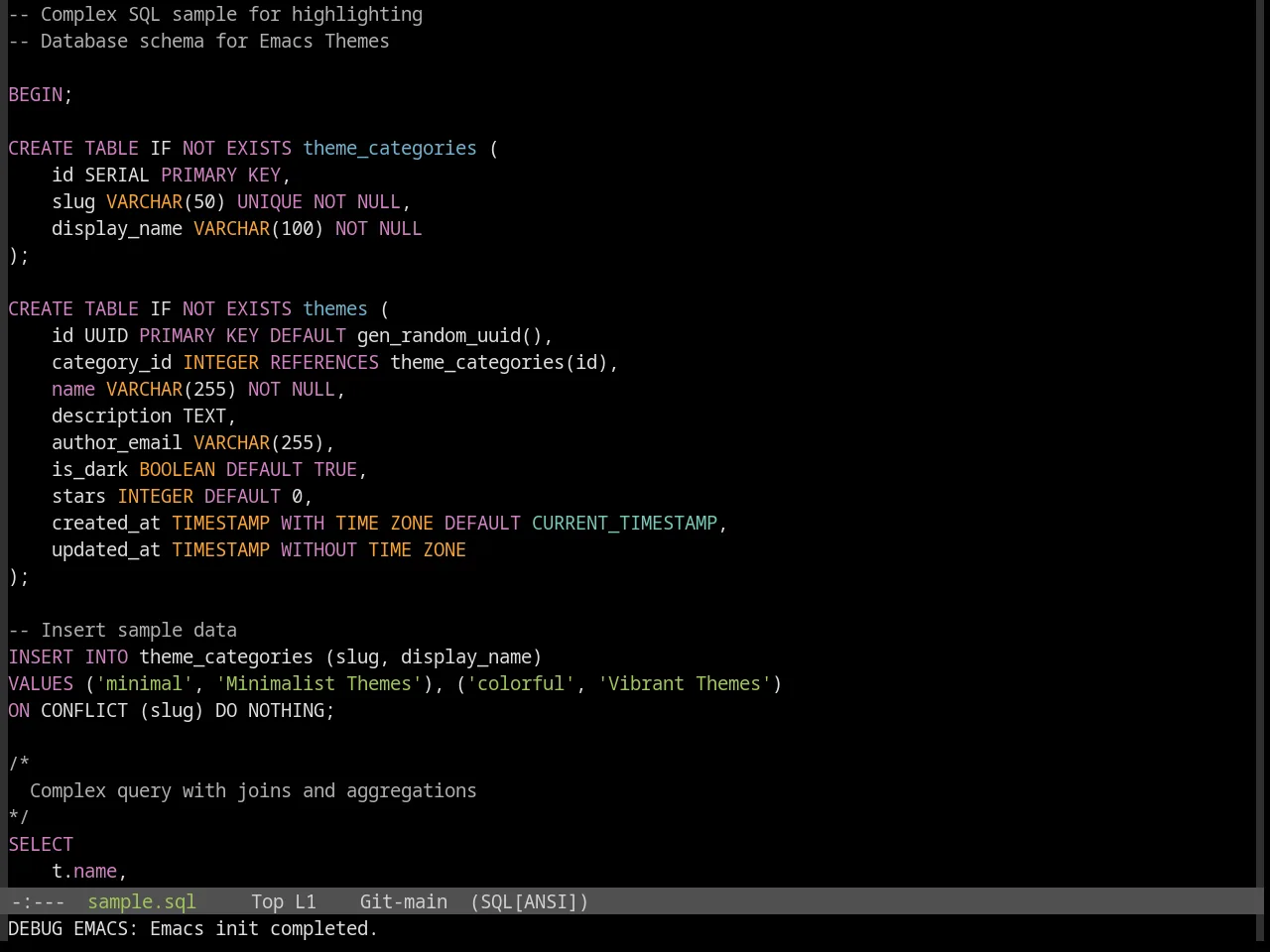 Base16 Bright Theme in sql-mode