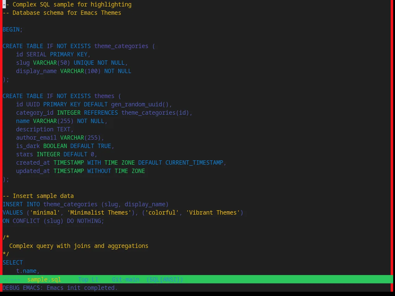 Base16 Brogrammer Theme in sql-mode